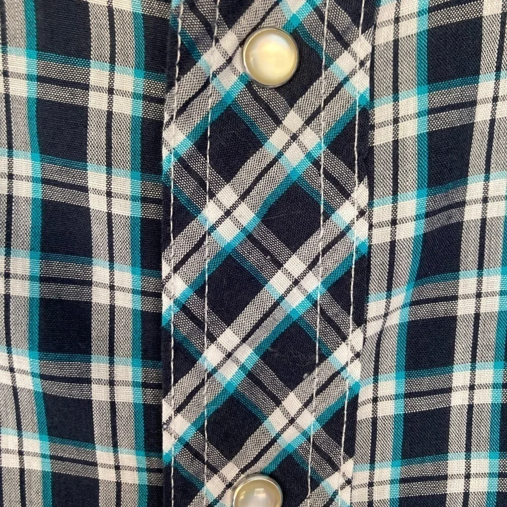 Wrangler Pearl Snap Vintage Western Shirt Long Sleeve Men’s 18  Plaid